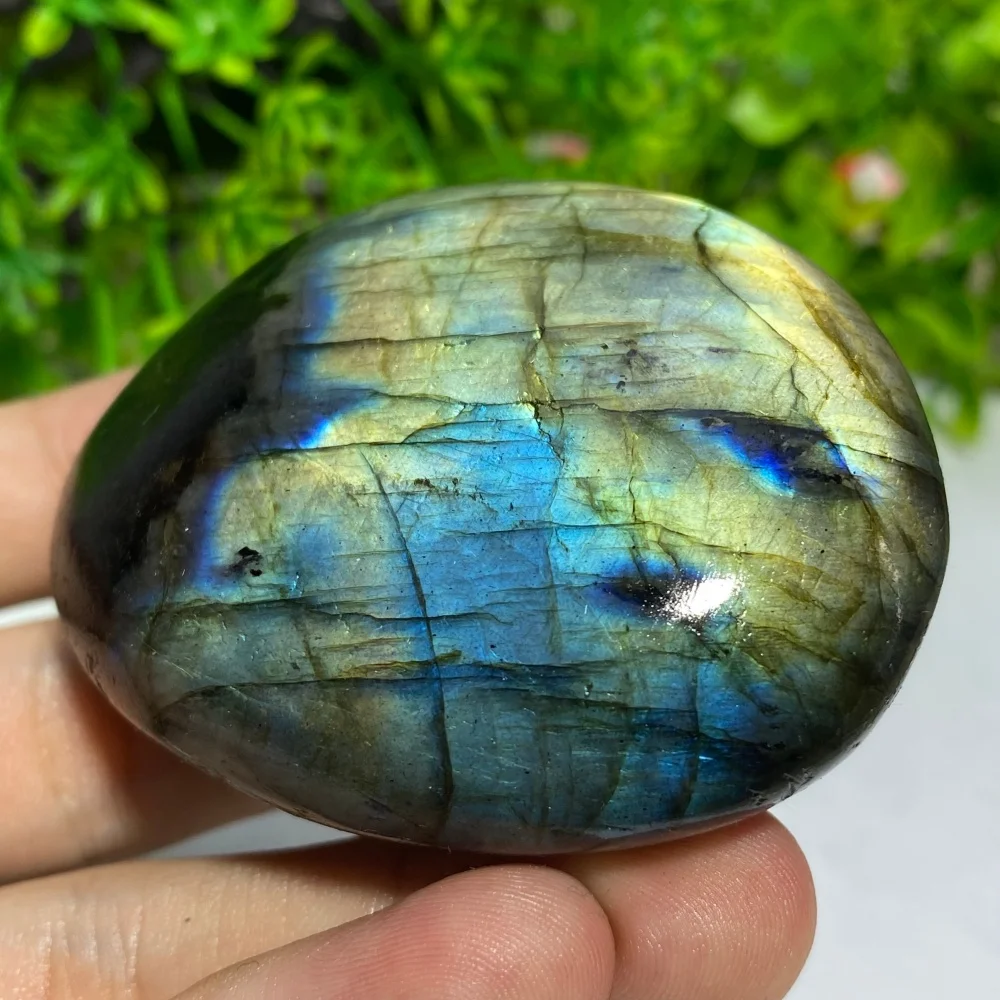 Natural Double Sided Gloss Labradorite Crystal Palm Stone for Meditation Reiki Spiritual Healing Quartz Gift Aquarium