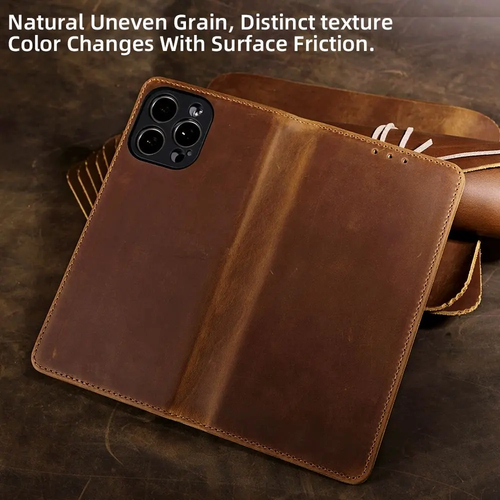Genuine Leather Magnetic Flip Cover for Sony Xperia 1 VIII&10 VII&1 VII&5 V&10 V&5 IV&10 IV&5 II&10 III with Wallet Card Slots