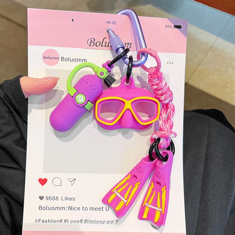 Feet Webbed Diving Keychain Diving Fin Bag Pendant Silicone Swimming Goggles Oxygen Cylinder Keychain Sports Peripheral Gift