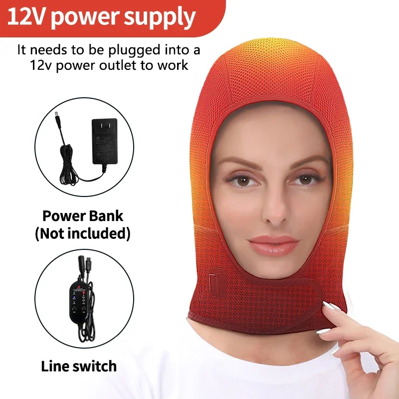Heated Head Wrap Electric 3 Temperature Settings Heating Head Neck Hat Winter Head Warmer for Headache and Neck Pain Relief