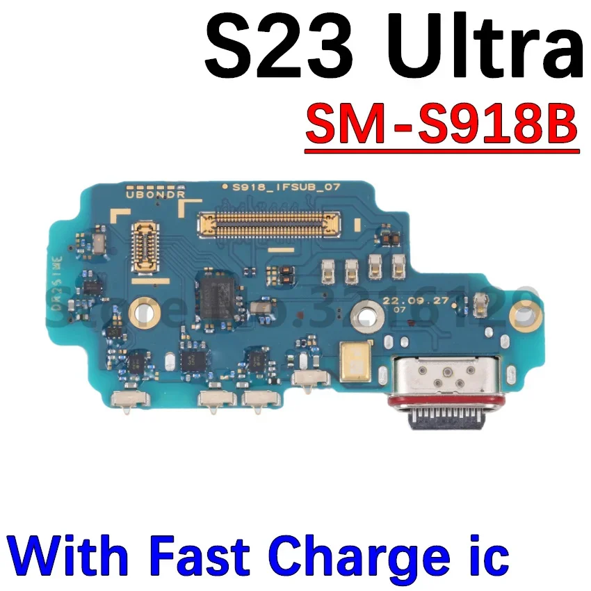 Charging Port Board For Samsung S23+S916 Loudspeaker Ringer Buzzer Fingerprint Sensor On/Off Volume LCD Motherboard Flex Cable