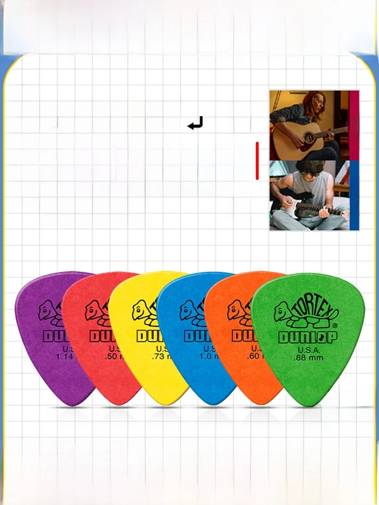 Palhetas de Guitarra Dunlop 418R com Design de Tartaruga, Material Tortex Antiderrapante, Ferramentas de Palhetagem para Guitarra Fabricadas nos EUA