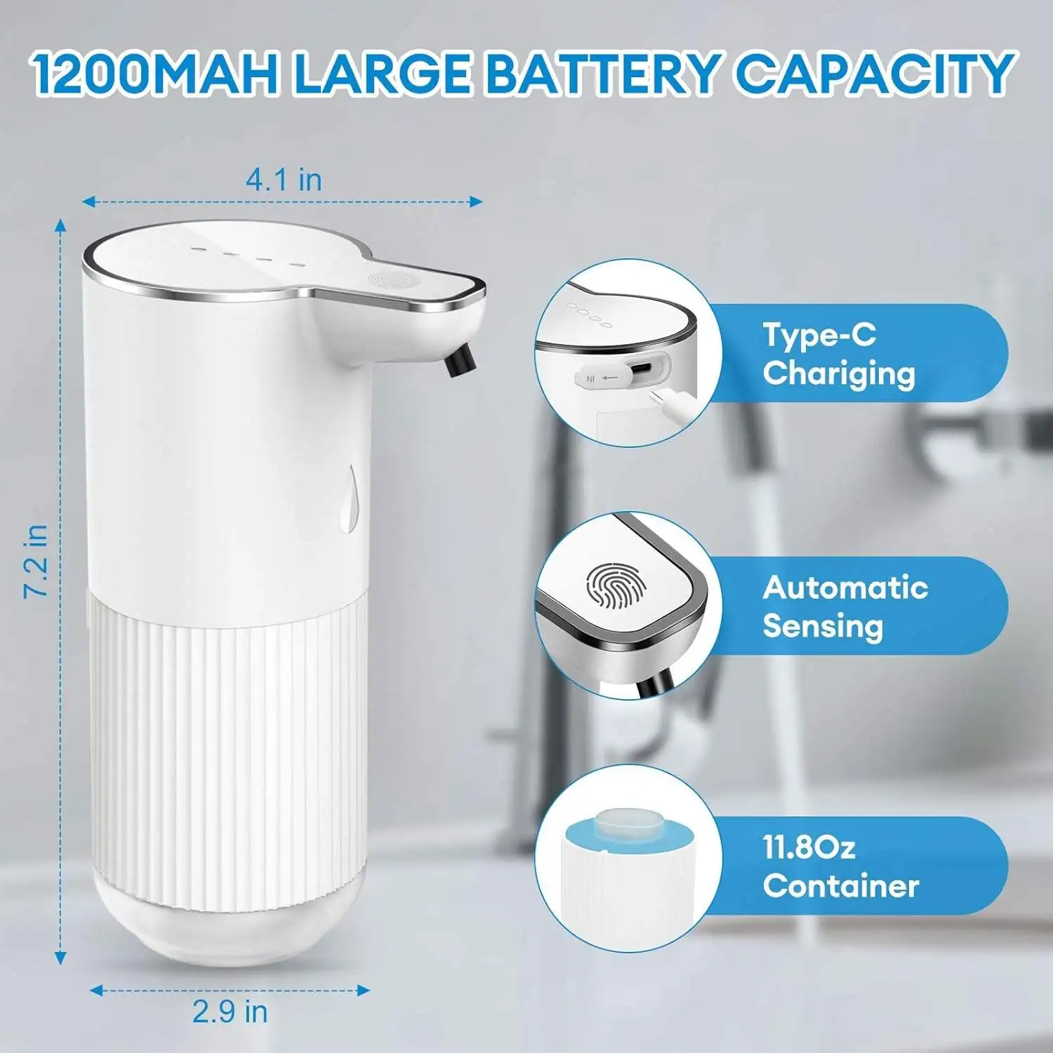 350ML Capacity Tabletop Or Wall Mounted Touchless Automatic Smart Sensor Soap Dispenser Hand Sanitizer Pump For Kitchen Bathroom