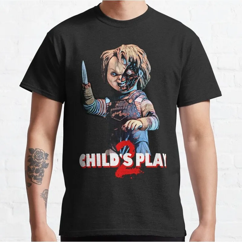 Chucky Child's Play Graphic T-Shirt Killer Doll Unisex Tee 0126 Cotton Short Sleeve Cult Slasher Horror Halloween Casual Tops