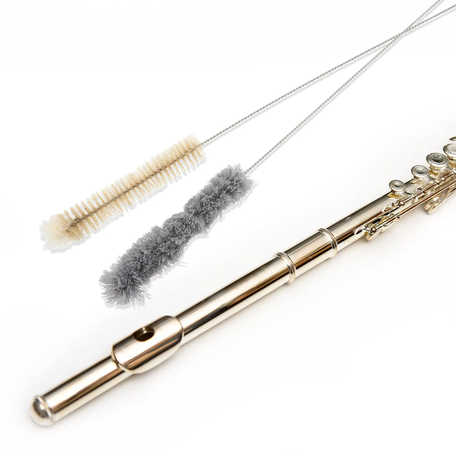 

2Pcs Flute Cleaning Brushes Cotton Bamboo Fiber Deep Cleaning Tool Flute Care Kit Musical Instrument Maintenance Brush Set