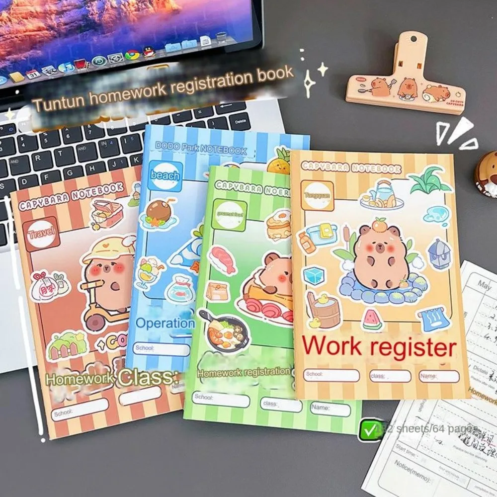 Student Stationery Capybara Notebooks Homework Subject Registration Books Workbook Diary Planner Cartoon A5 Notebook