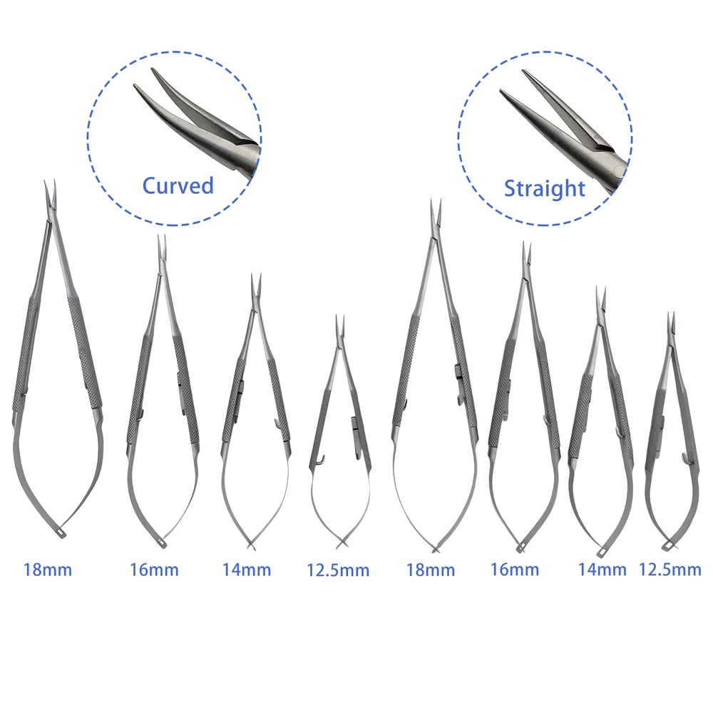 Pinze per porta aghi oftalmici Castroviejo con serratura 18/16/14/12,5 cm Strumenti per palpebre per strumenti oftalmici curvi dritti