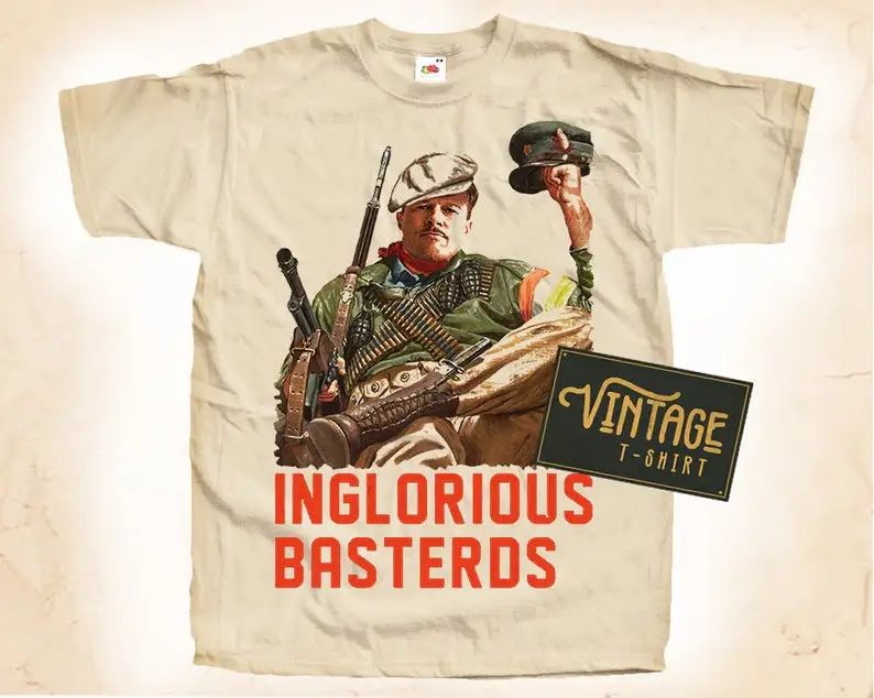 

Inglourious Basterds T shirt Tee Natural Vintage Cotton Movie Poster Beige All Sizes