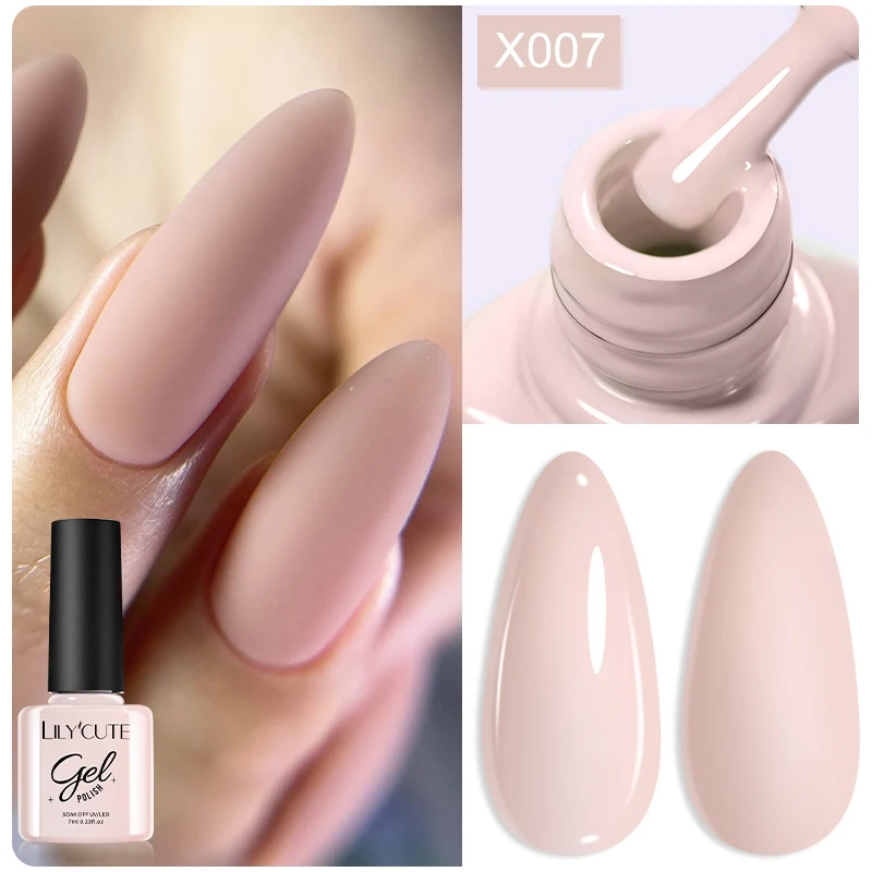 LILYCUE 6 ชิ้น/เซ็ตสีแดง Nude Glitter เจลเล็บ Gorgeous Full Coverage Soak Off UV เจลเล็บ Base Top Coat เจลชุด