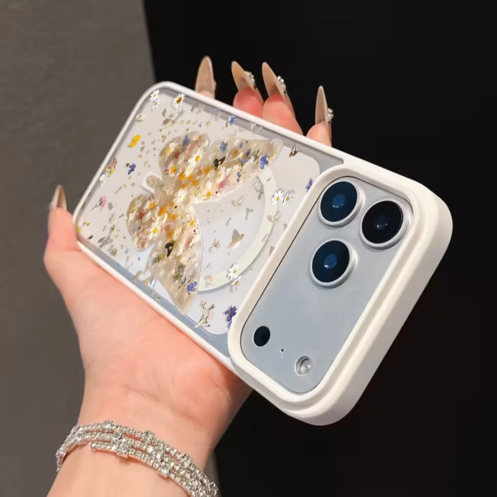 Niedliche Rosa Schmetterling Transparente Hülle für iPhone 17 16 11 15 14 Pro Max 13 12 Plus Hüllen für Magsafe Kabelloses Laden Luxus-Schutzhülle – Detail 16