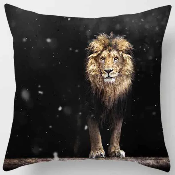 45X45CM Animal World Tiger Lion Pattern Pillow Case Home Bedroom Living Room Sofa Decoration