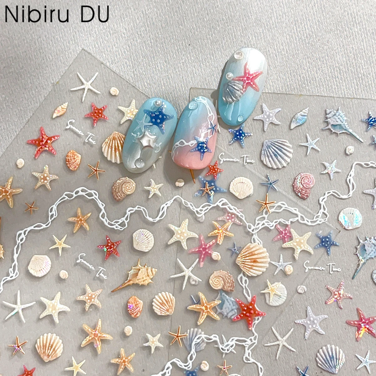 

5D Ocean Starfish Shell Nail Art Charms Nail Appliques Creative Self-adhesive Manicure Decorations Stickers Accessories