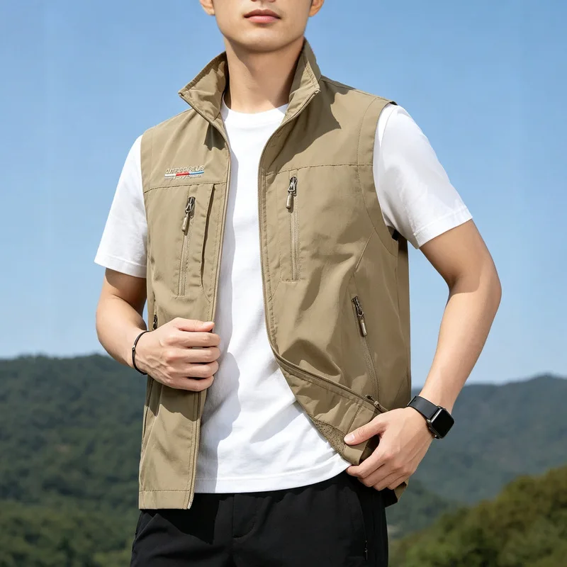 Summer and Autumn Multi-pocket Thin Workwear Fishing Vest Work Wear Biker Outdoor Quick-drying Men's Spring Best