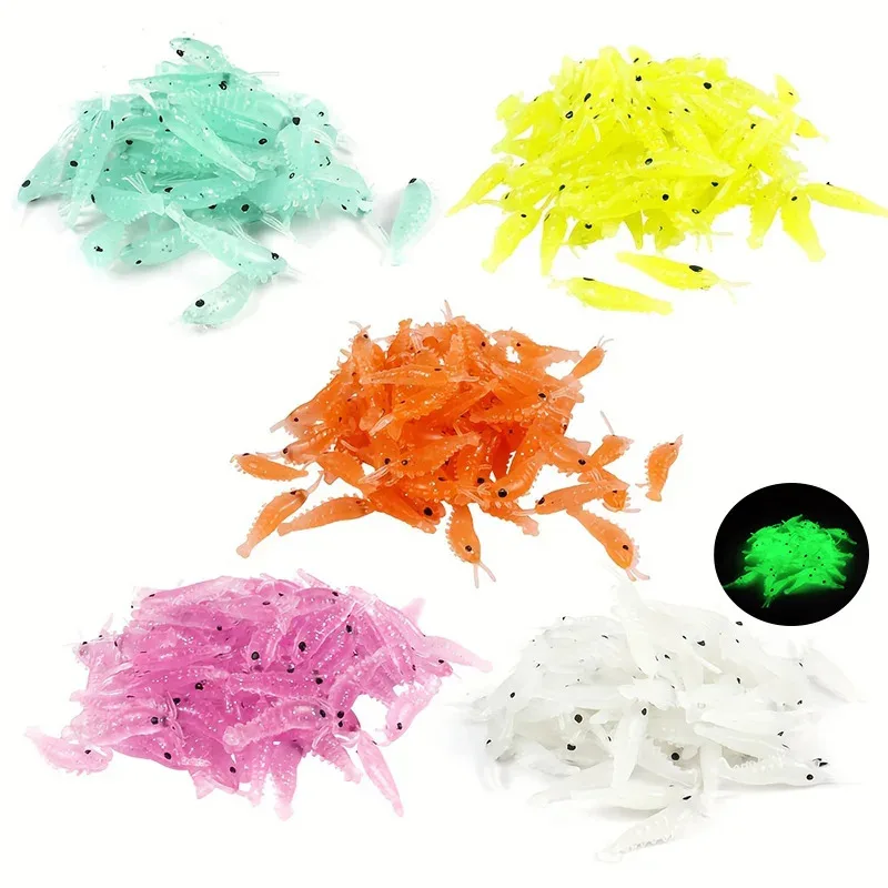50 Uds Mini camarones señuelos blandos que se hunden diseño ultra realista construcción duradera fácil de usar con caja de almacenamiento