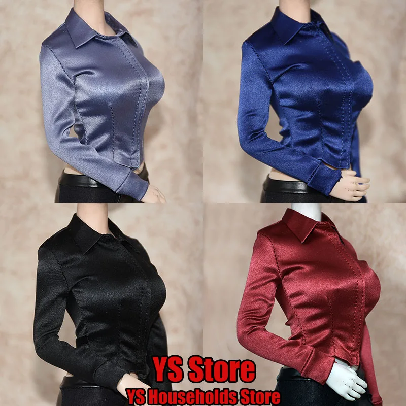 

Multi Colors 1/6 Scale Female Soldier Silk Bottoming Shirt Long Sleeve Solid Color Coat Top For 12" Action Figure Decoration