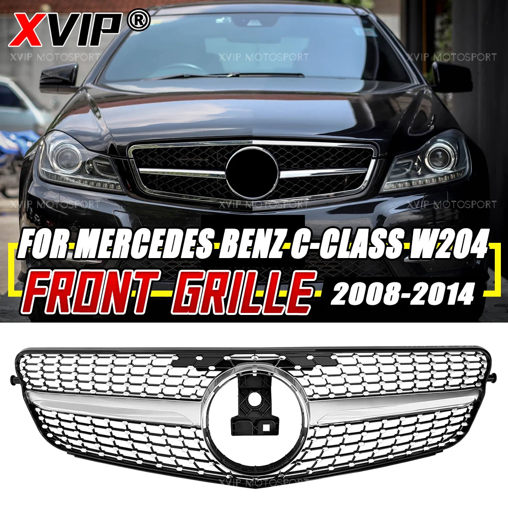 

XVIP Chrome Black Front Bumper Diamonds Style Grille For Mercedes Benz C-Class W204 2008-2014 C180 C200 C230 C250 C280 C300 C350