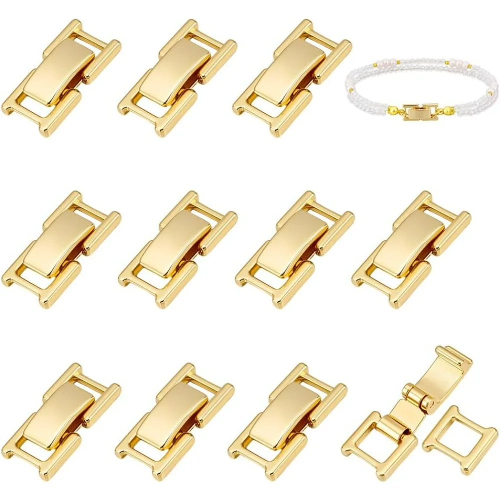 

12Pcs 24K Foldover Clasps Rectangle Watch Band Clasps Jewelry Extenders Clasp Closures Fold Over Clasp for Necklaces