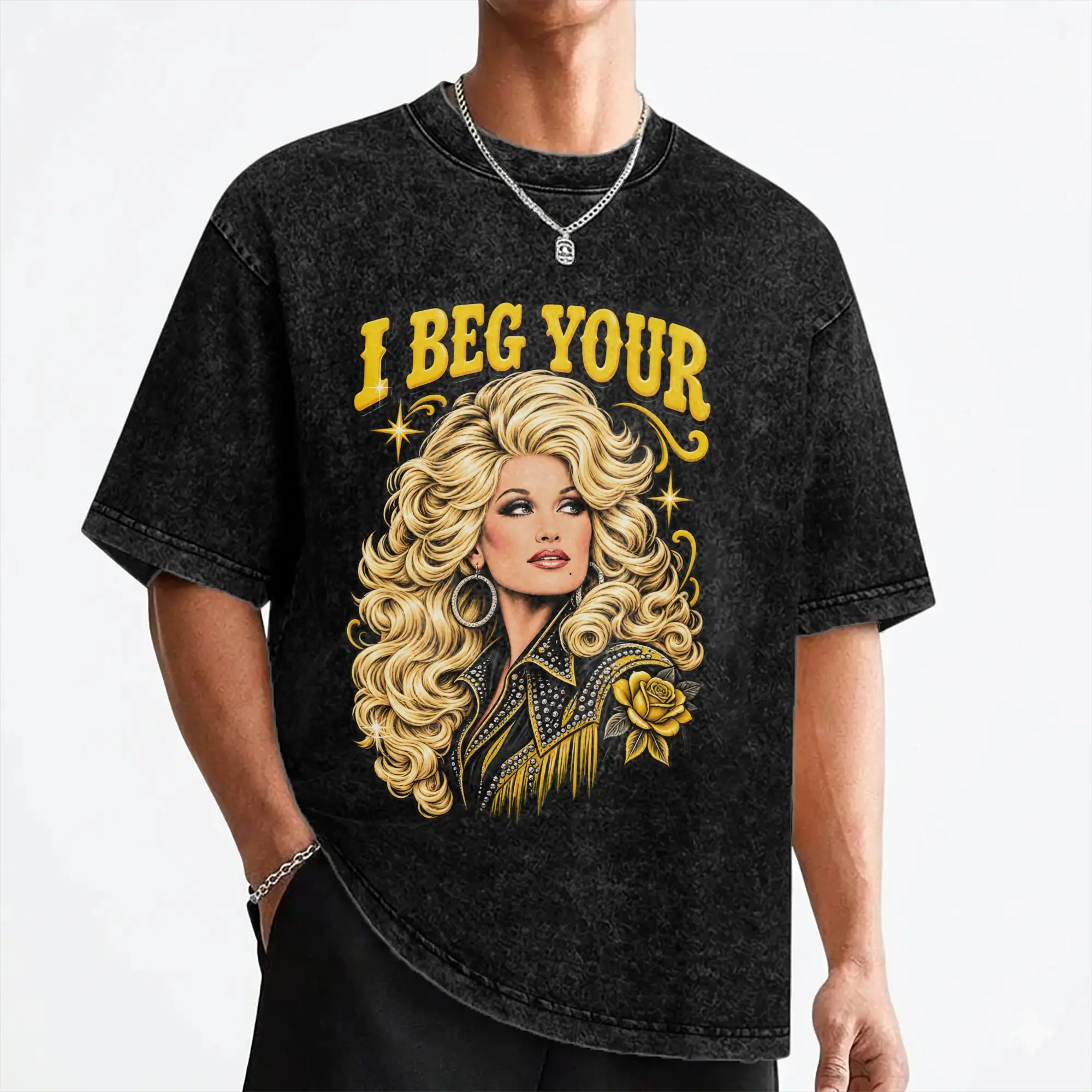 Singer D-Dolly Parton T Shirt Washed 100% Cotton Oversize T-Shirt  Novelty for Men Women Streetwear Printed Tops Tees