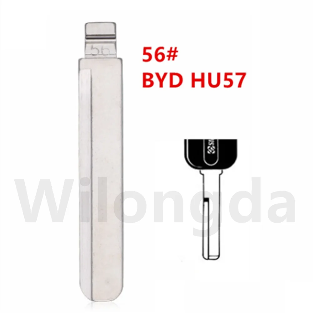 10pcs 56# HU57 Metal Uncut Blank Flip Remote Key Blade For BYD fF3 Volvo for keydiy KD xhorse VVDI JMD