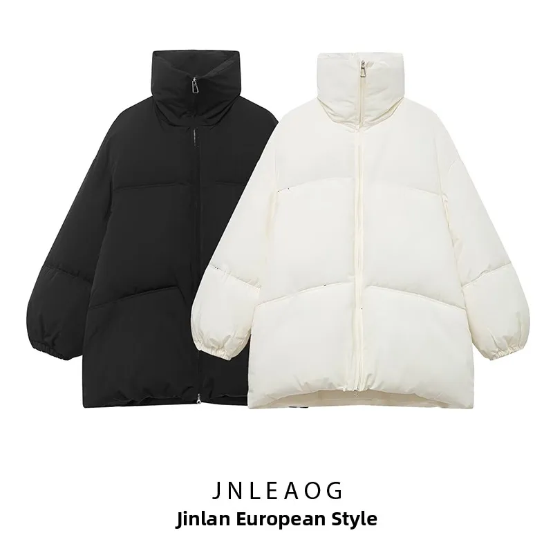 

Faionable Casual Pure Color Cotton Jaet Women's Street Sle Zipper Closure Long Sve round Ne Regular Fit Coat