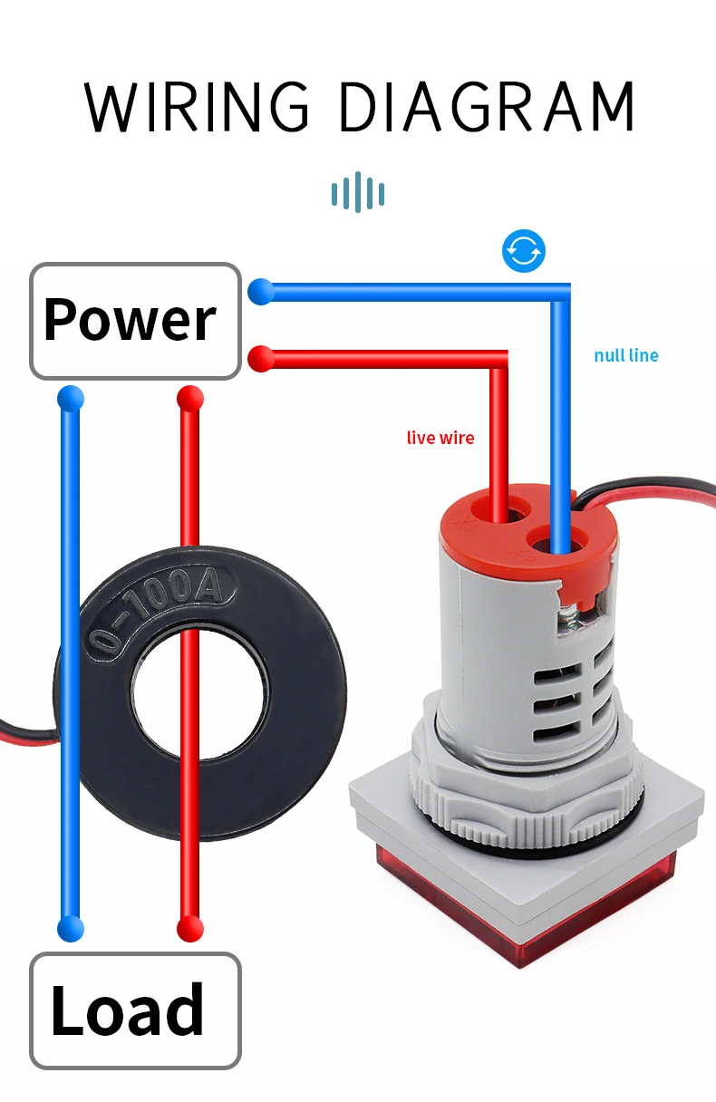 LED Digital Spannung Strom Hertz Quadratische Anzeige Panel Meter Loch 22mm Mit 0-100ACT Voltmeter Amperemeter Frequenz – Detail 3
