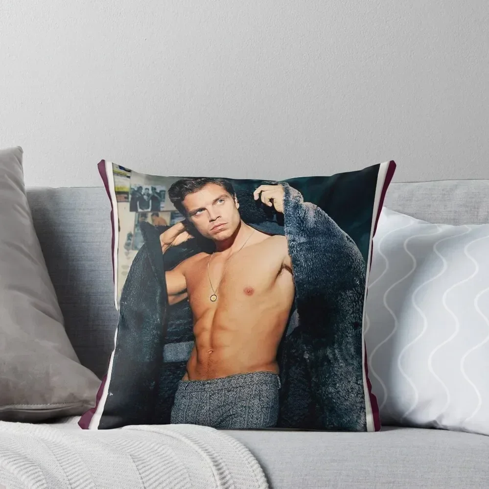 Sebastian Stan - shirtless Throw Throw Pillow Cusions Cover luxury decor pillow