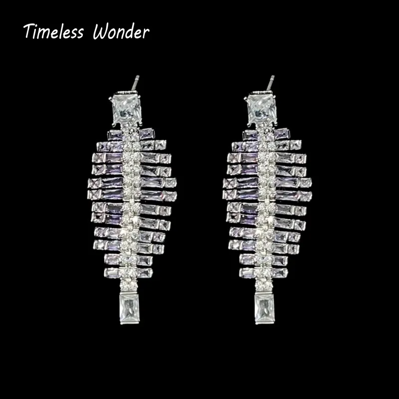 

Timeless Wonder Fancy Crystal Zircon Geo Stud Earrings for Women Designer Jewelry Trendy Sweet Gift Rare Top Simple Style 3376