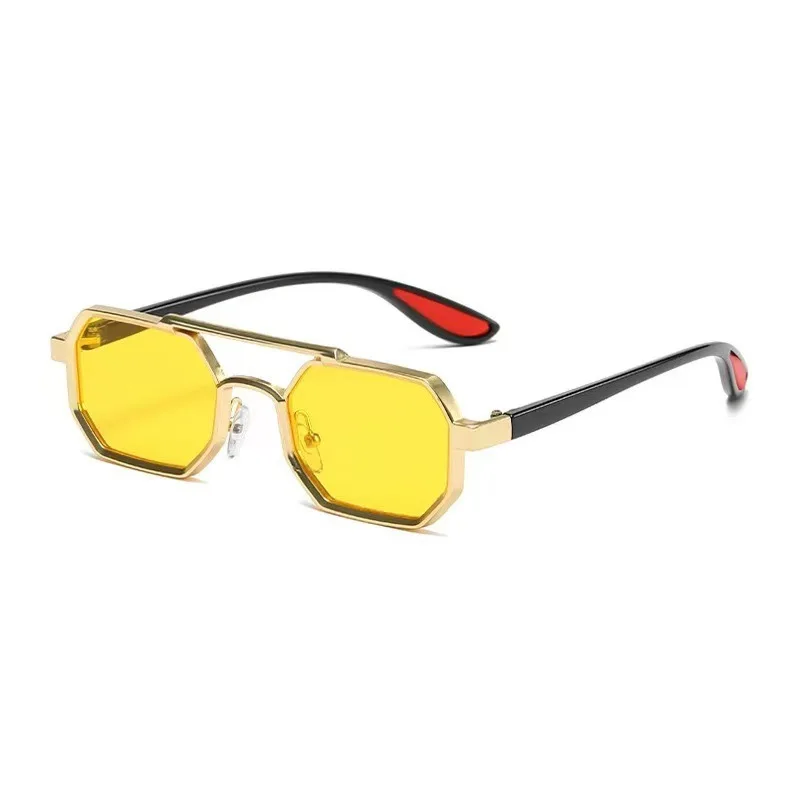 Neue Vintage Quadratische Sonnenbrille für Damen und Herren Rechteckige Sonnenbrillen Polygon-Brillen für Männer und Frauen – Detail 3