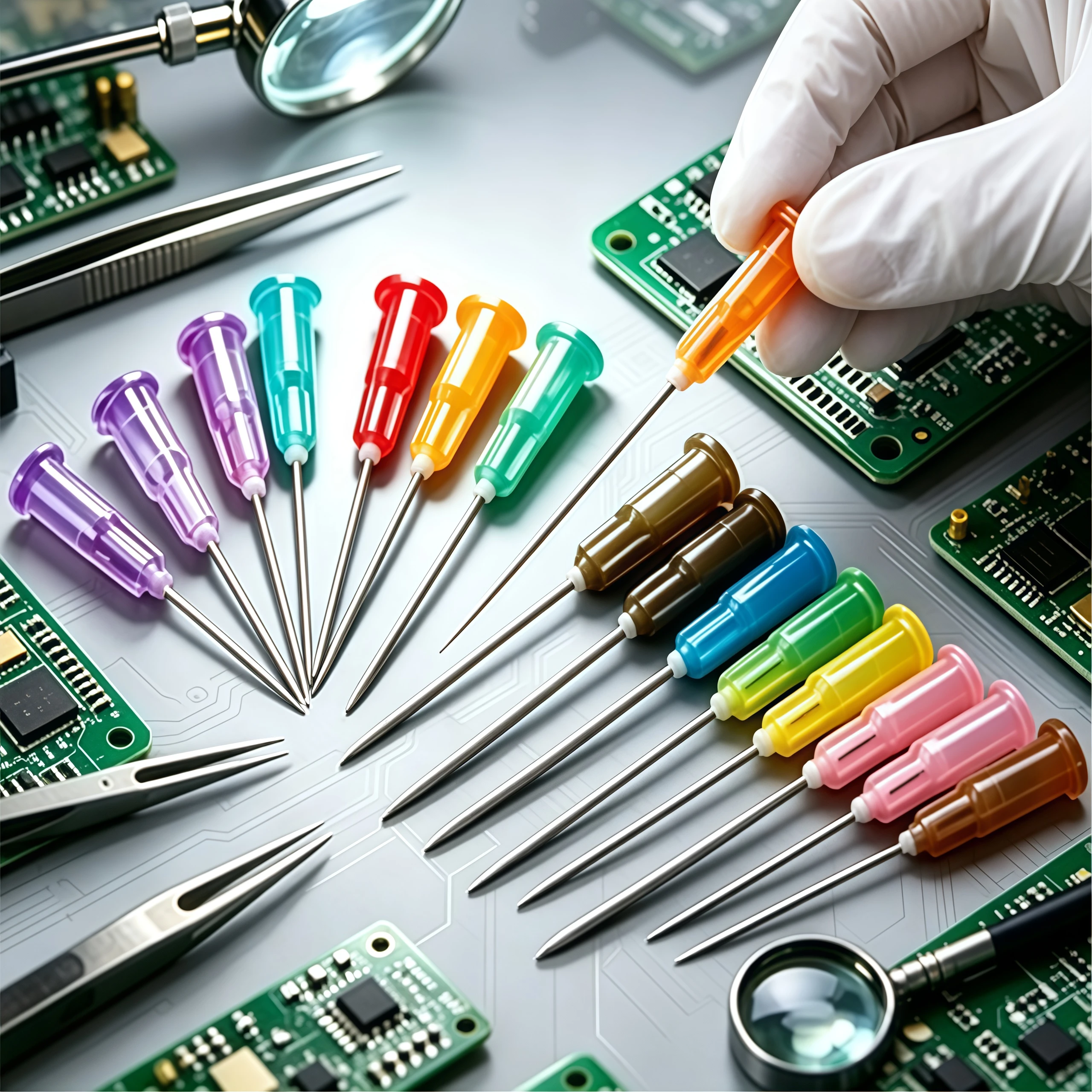 50pcs Pointed Syringe Needles with Clear Caps (Bulk), Glue Dispensing Needles, Glue Tools, and Syringe Accessories