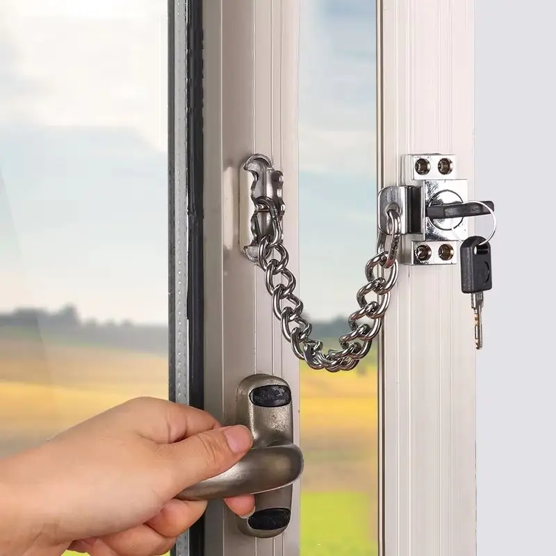 

Brand New 2PCS Casement Window Door Locks Chain Restrictor Protect Baby Child Safety Locks Protect Home Security Limit Locks+Key