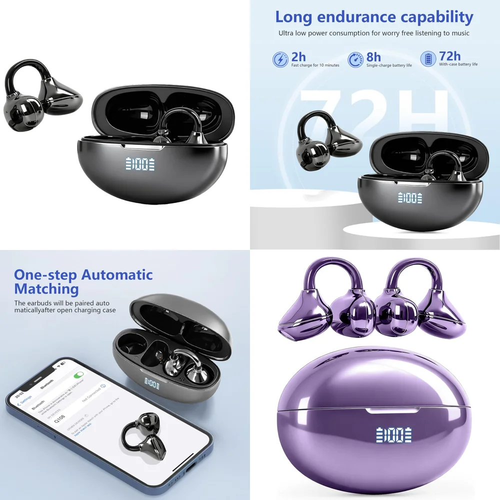 

New Electronics Headphones Wireless BT 5.4 OWS Deep Bass Stereo Earbuds with LED Display Clear Calls Earbuds for Travel Business