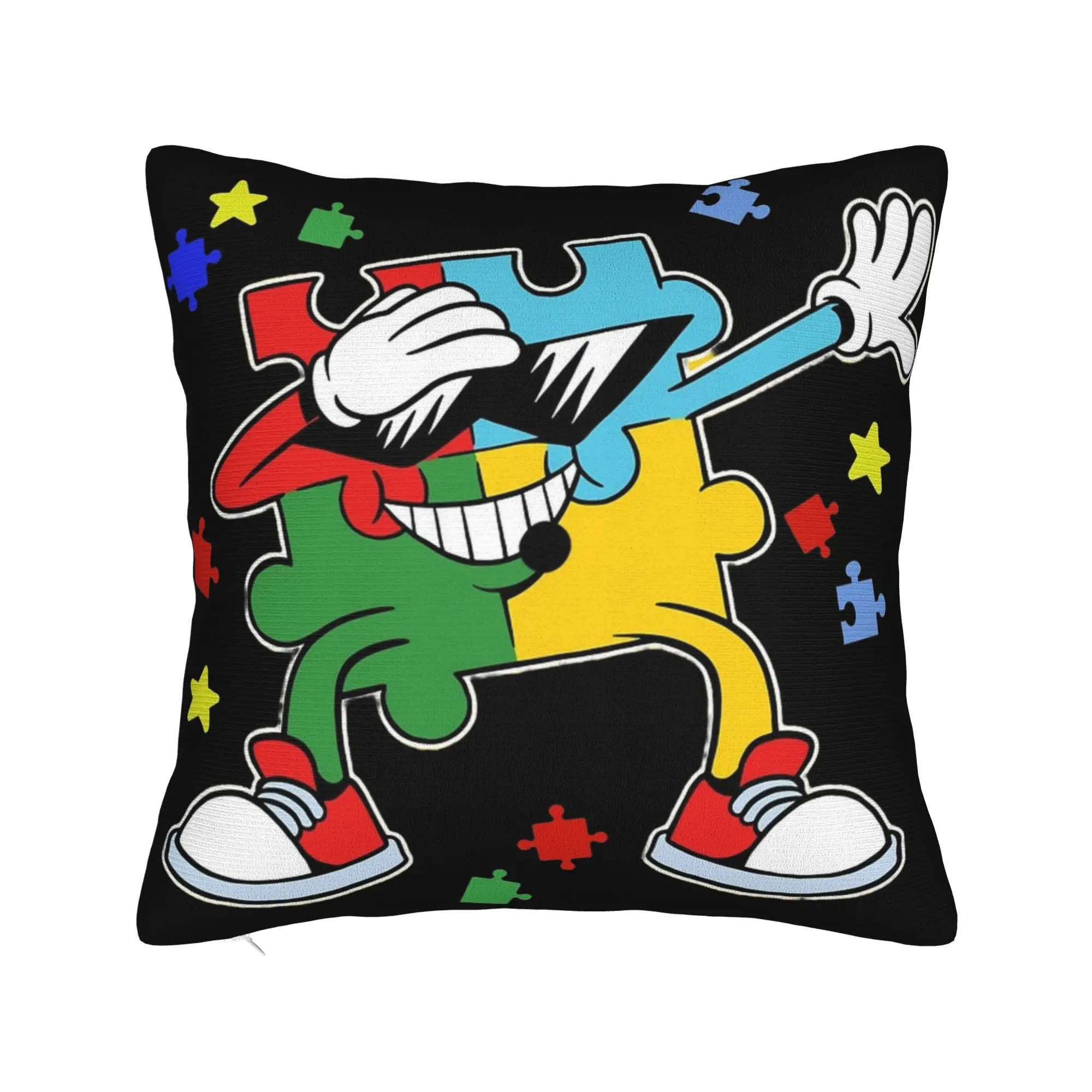 Decorative Pillowcase Dabbing Puzzle Autism Awareness Merchandise Home  Pillow Case Cover Zipper Multi-Size