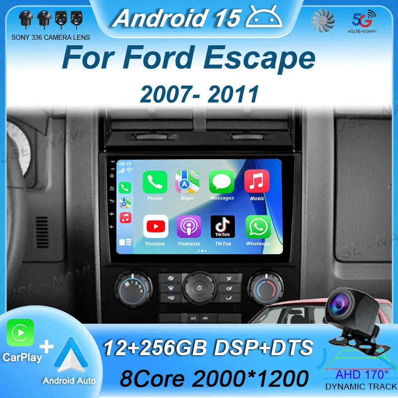 

Android 15 для Ford Escape 2007 2008 2009 2010 2011 Автомобильный радиоприемник DVD Мультимедийный видеоплеер Навигация GPS Стерео без DVD
