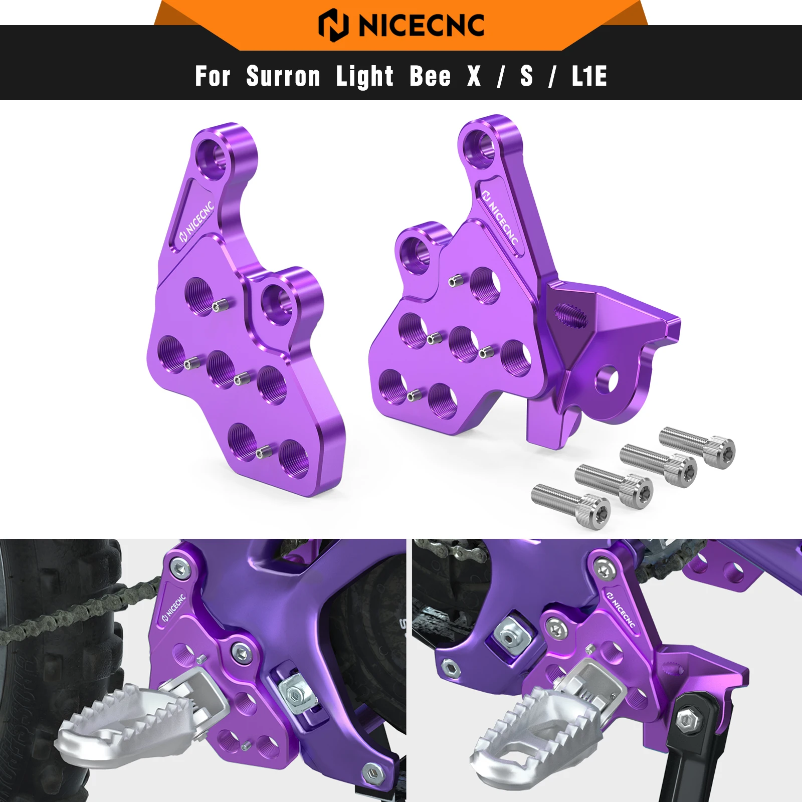 

NICECNC For Surron light bee X S L1E Aluminum Foot Pegs Footrest Bracket Package For Segway X160 X260 Electric Dirt Bike 2025