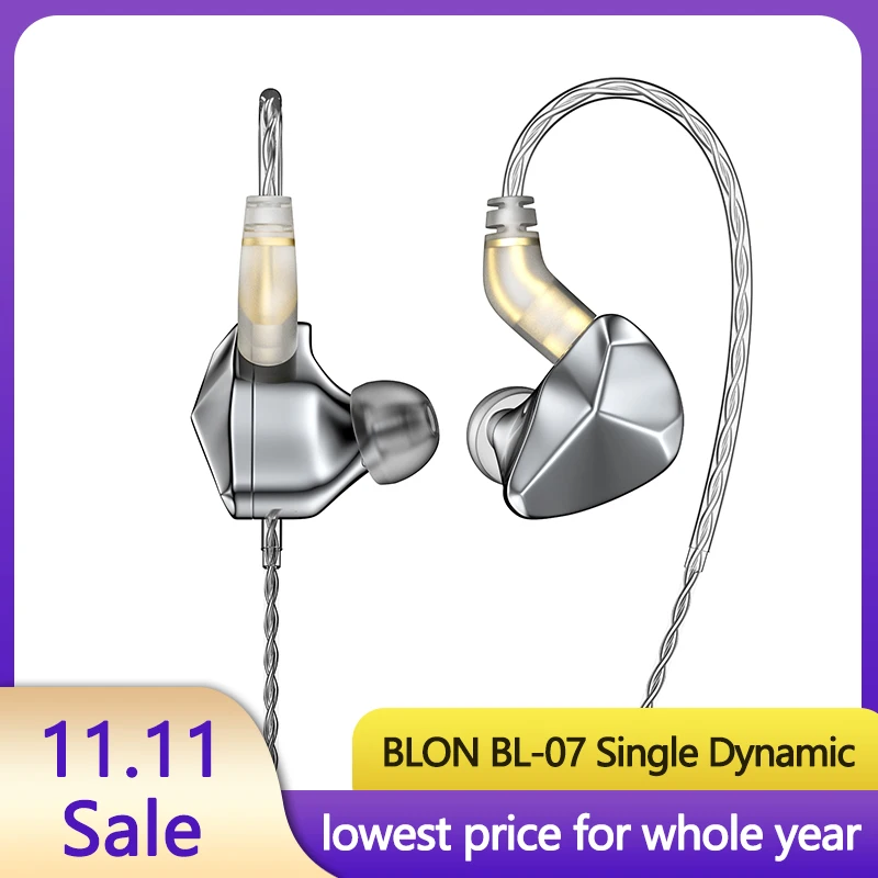 

BLON BL-07 Single Dynamic Driver In ear Monitor Earphone Headset Earbuds Sports Headphone Audio Music 2PIN 0.78mm bl07 bl03 IEM