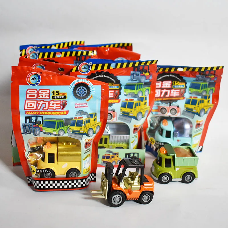 Children's Creative Cartoon Engineering Vehicle Mini Metal Pullback Car  Simulation Crane Forklift Model Surprise Bag Toy Gift