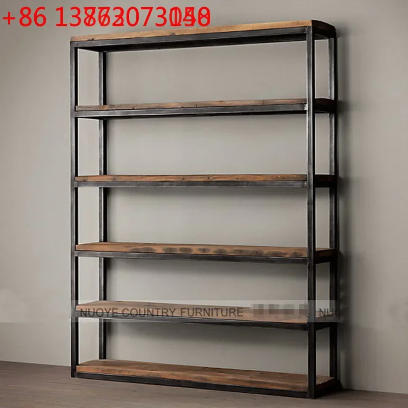 

American LOFT retro floor-to-ceiling living room wrought iron bookshelf shelf shelf layer shelf