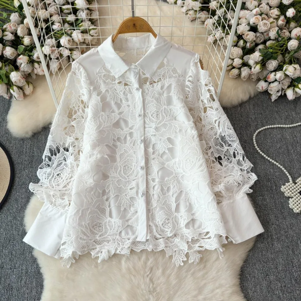 

Блузка женские топы кружевная рубашка для женщин одежда модная одежда уличная одежда роскошное качество повседневная винтажная Harajuku с длинным рукавом