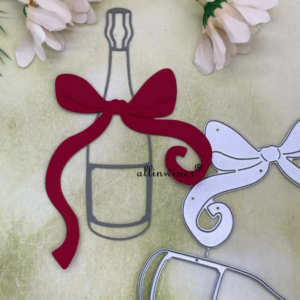 New Bow-shaped wine bottle Metal Cutting Dies for DIY Scrapbooking Album Paper Cards Decorative Crafts Embossing Die Cuts