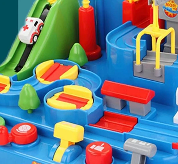 Set di parcheggio giocattolo per pista di avventure per auto, giocattolo puzzle per bambini scorrevoli inerziale