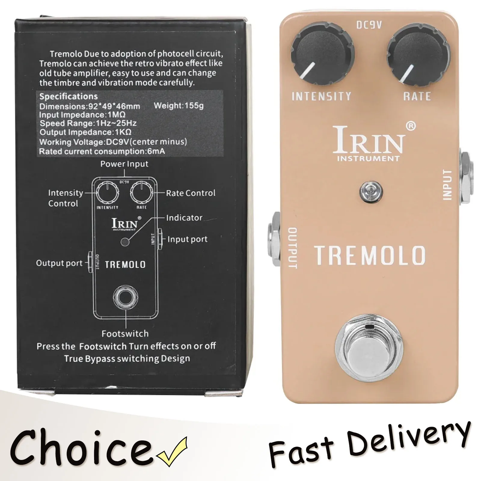 

IRIN Tremolo RS-09 Guitar Effect Pedal Retro Vibrato Old Tube Amplifier Effects True Bypass Pedal Electric Guitar Accessories