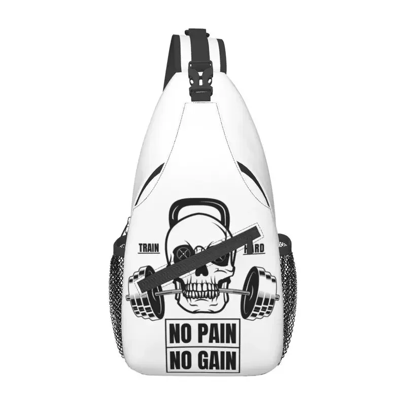 No Pain No Gain Sling Chest Bag Custom Bodybuilding Fitness Gym Shoulder Crossbody Backpack for Men Traveling Daypack