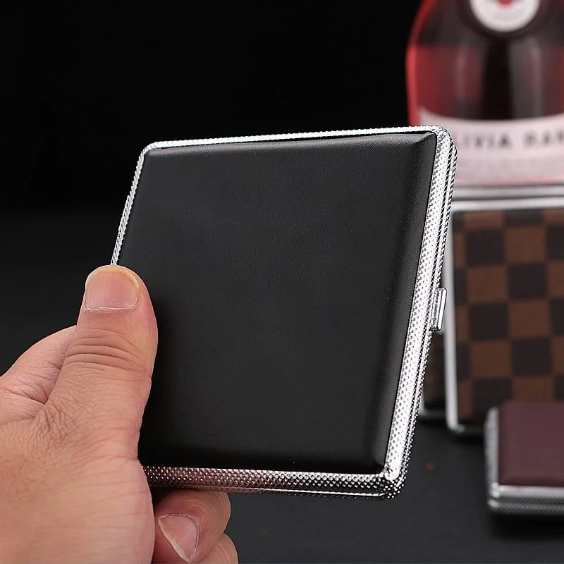 

Double-open Leather Cigarette Case For 20 Cigarettes Portable Tobacco Pouch Men Women Smoking Storage Box Gift