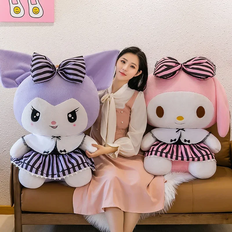 60CM Sanrio Kawaii 플러시 인형 만화 Kuromi 멜로디 박제 큰 크기 플러시 장난감 베개 룸 장식 어린이 생일 선물