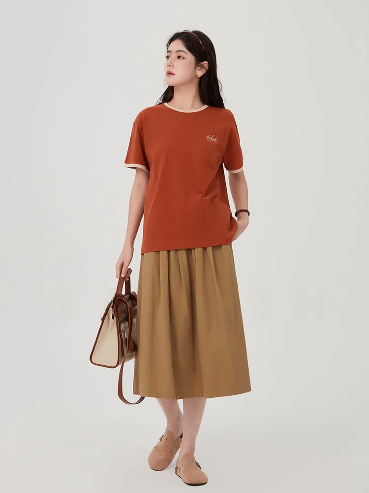 

Женская футболка Gansen American Sle Retro ort Sve из чистого хлопка, свободного кроя, повседневная, для похудения, весна-лето, с круглым вырезом