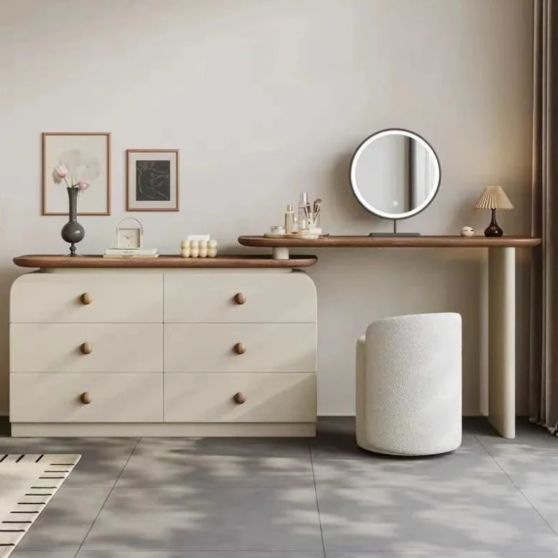 

Decor Light Mirror Wood Vanity Table Nordic Modern Makeup Storage Dressing Table Makeup Bedroom Schmink Tisch Room Furniture