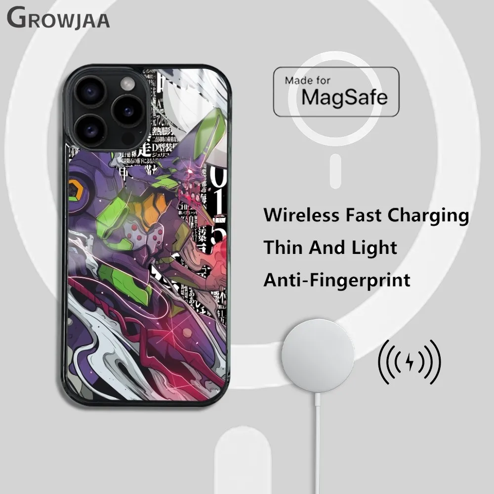 Funda de teléfono magnética de Anime E-Eva 01, funda de carga inalámbrica Magsafe para iPhone 16 15 14 13 12 11 Pro Max Plus Mini