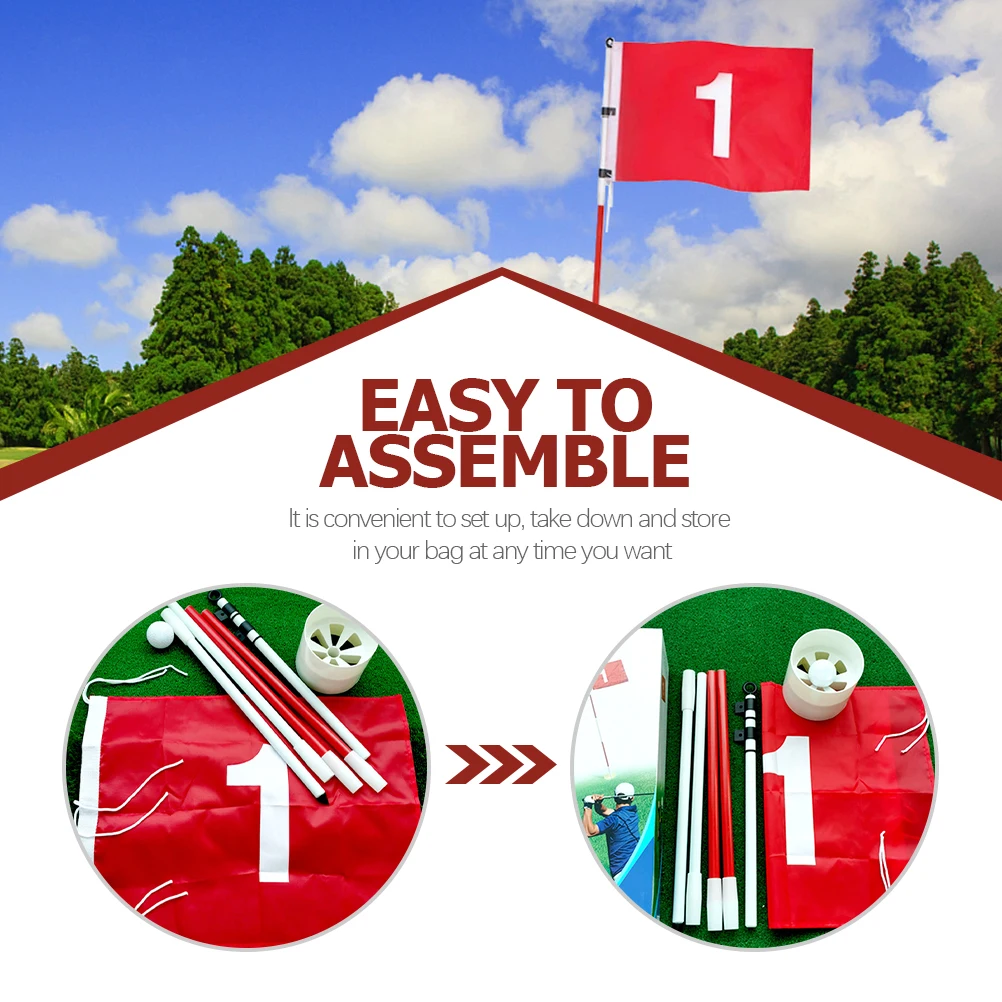 

1 set 1 Set Sturdy Golf Flagstick Portable Flagpole Practice Hole Cup Detachable Flag Practicing Prop Course Supplies Training