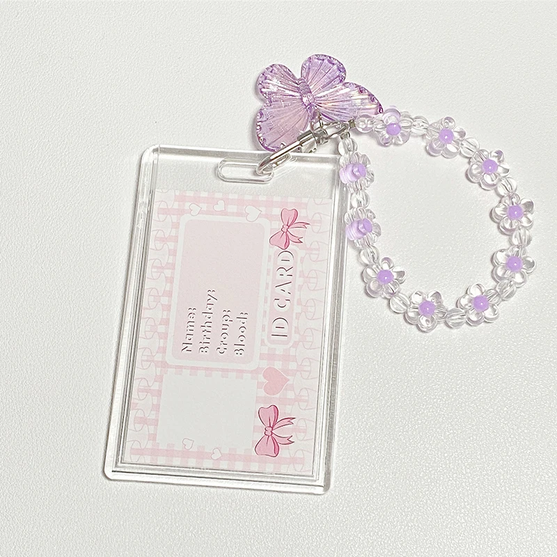 Ins Acrylic Crystal Butterfly Photocard Holder Transparent 3 Inch Idol Cards Holder Student Bus Card Case Photo Protector