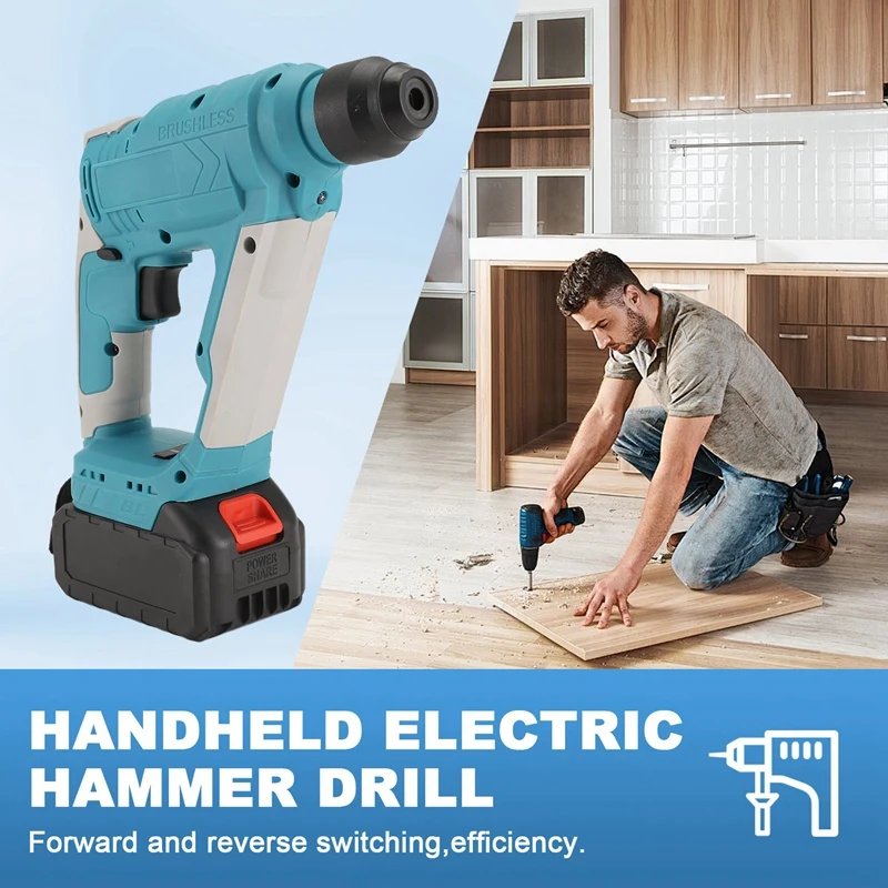 BAAG-taladro percutor sin escobillas, taladro percutor inalámbrico SDS-Plus para mampostería de hormigón, estaciones, martillo de litio doméstico